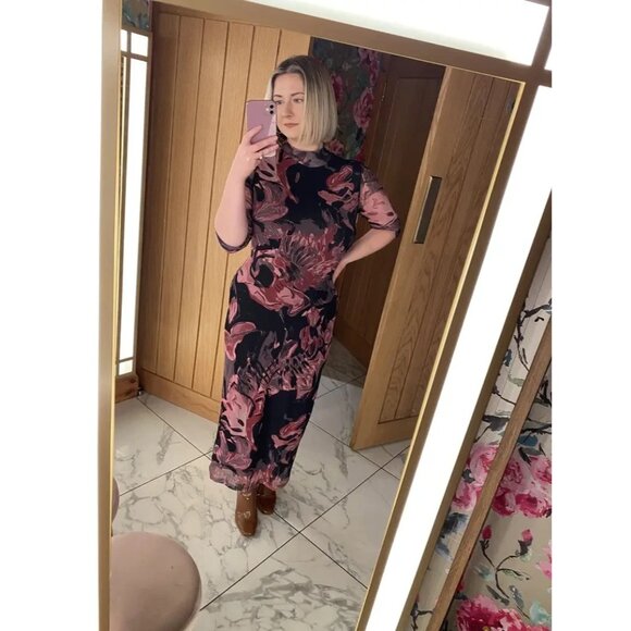 Prabal Gurung Abstract Floral Mesh Midi Dress Size M - Picture 8 of 16